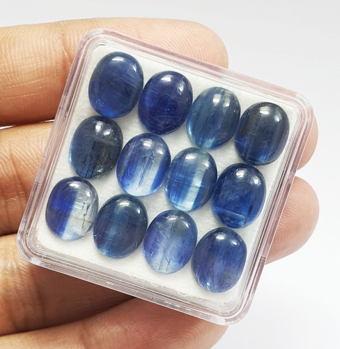52.80Ct Natural Oval Cabochon Blue Kyanite Calibrated Lot AAA Quality Gem 10x8MM - Picture 3 of 14