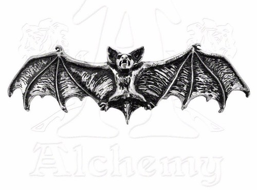 Alchemy Gothic Darkling Vampire Dracula Bat Hair Slide Clip Pewter Barrette HH1 - Picture 4 of 4