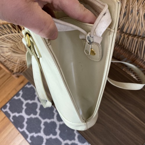 Women's vintage Ivory ROMA ITALY Leather purse handle/strap Large - Picture 8 of 9