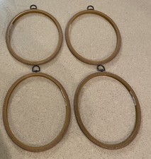 VTG LOT OF 4 EMBROIDERY FRAME HOOP WOOD LOOK RUBBER W/ HARD PLASTIC INNER 8x10