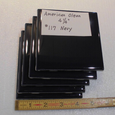 5 pieces: Navy Blue 4-1/4'' Ceramic Tile, by American Olean   ''Glossy New Stock''