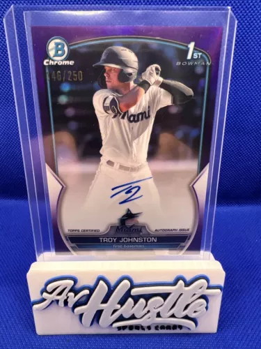 2023 Bowman Chrome Draft Troy Johnston 1st Purple Refractor Auto /250 Marlins