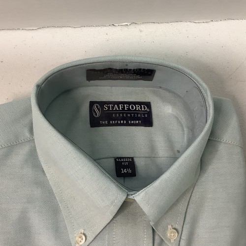 Stafford Essentials Oxford Shirt Mens Medium (14 1/2) Short Sleeve Button Up - Picture 2 of 2