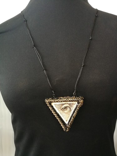Jewelry Necklace Pendant Amulet Triangle All Seeing Eye Horus Dollars Money Rare - Picture 10 of 24
