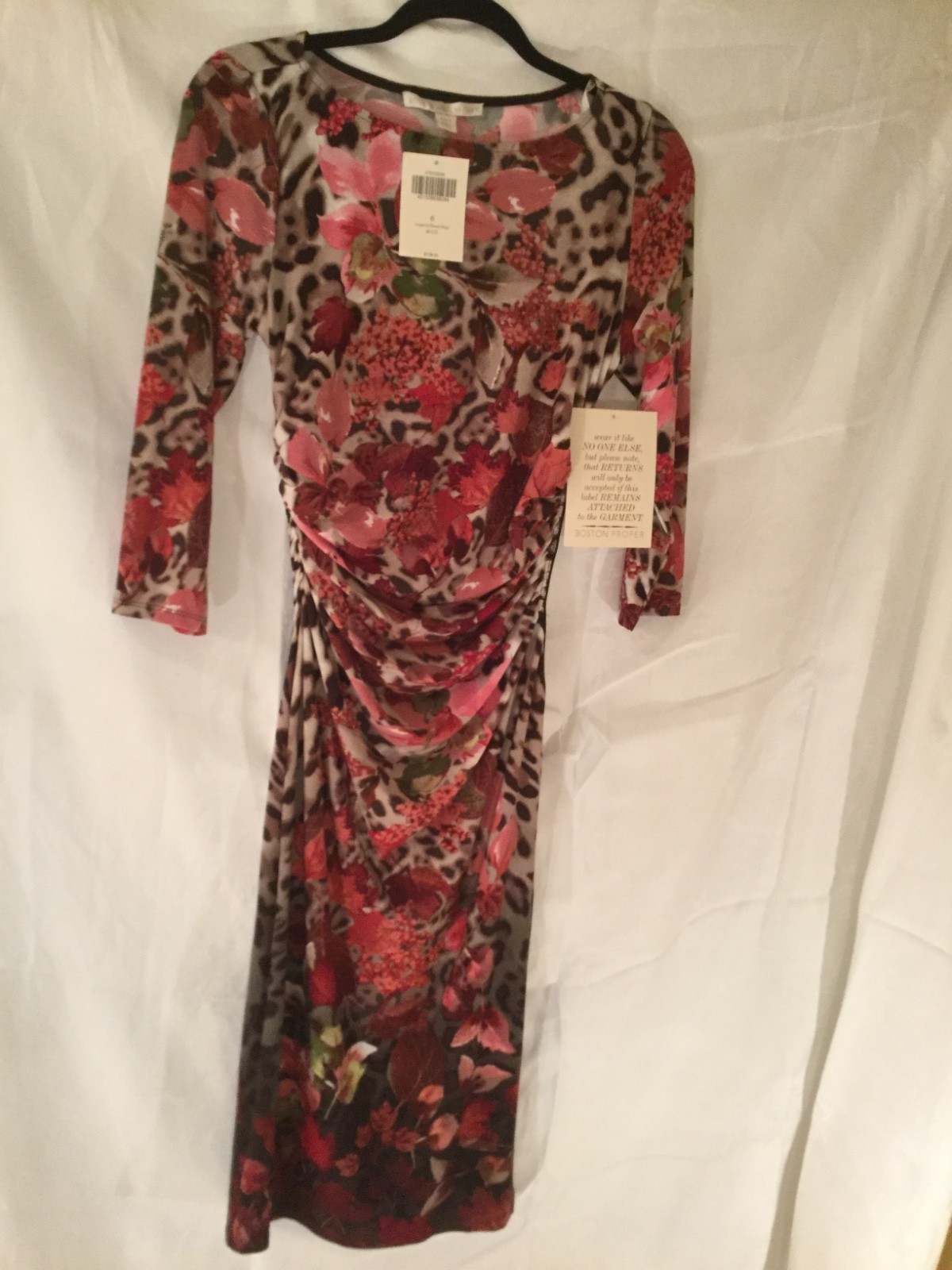 Boston Proper “Leopard Floral Dress” NEW WITH TAGS Women’s size 8 Multi colors Boston Proper “Leopard Floral Dress” NEW WITH TAGS Women’s size 8 Multi colors