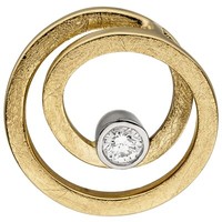 AnhäNger 585 Gold 1 Diamant Brillant Eismatt Rund KettenanhäNger DiamantanhäNger