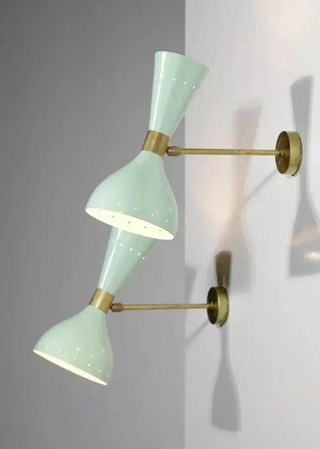 Pair of 1950s Modern Italian Sconces Sablier Green Vintage Design - Picture 6 of 6
