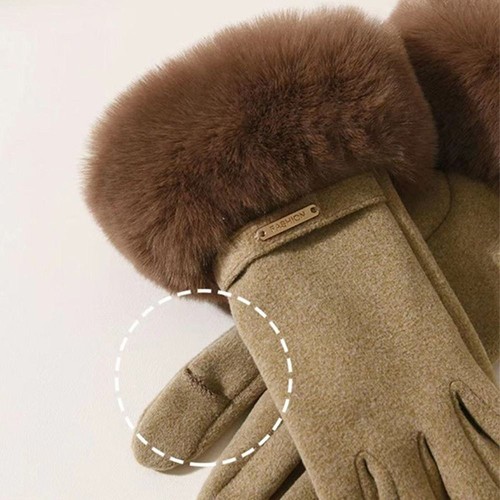 Faux Fur Driving Mittens Thicken Ski Gloves Fashion Touch Screen Gloves Women - Picture 10 of 18