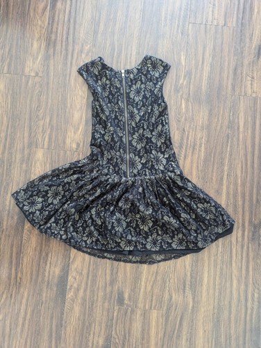 $82 Size 7 Laundry by Shelli Segal Metallic Floral Lace Dress Gold Black - Picture 5 of 7