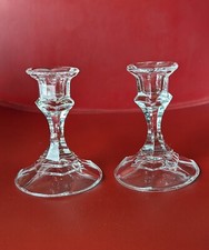 Set Of 2 Classic Traditional Clear Glass Taper 4  " Candle Stick Holders