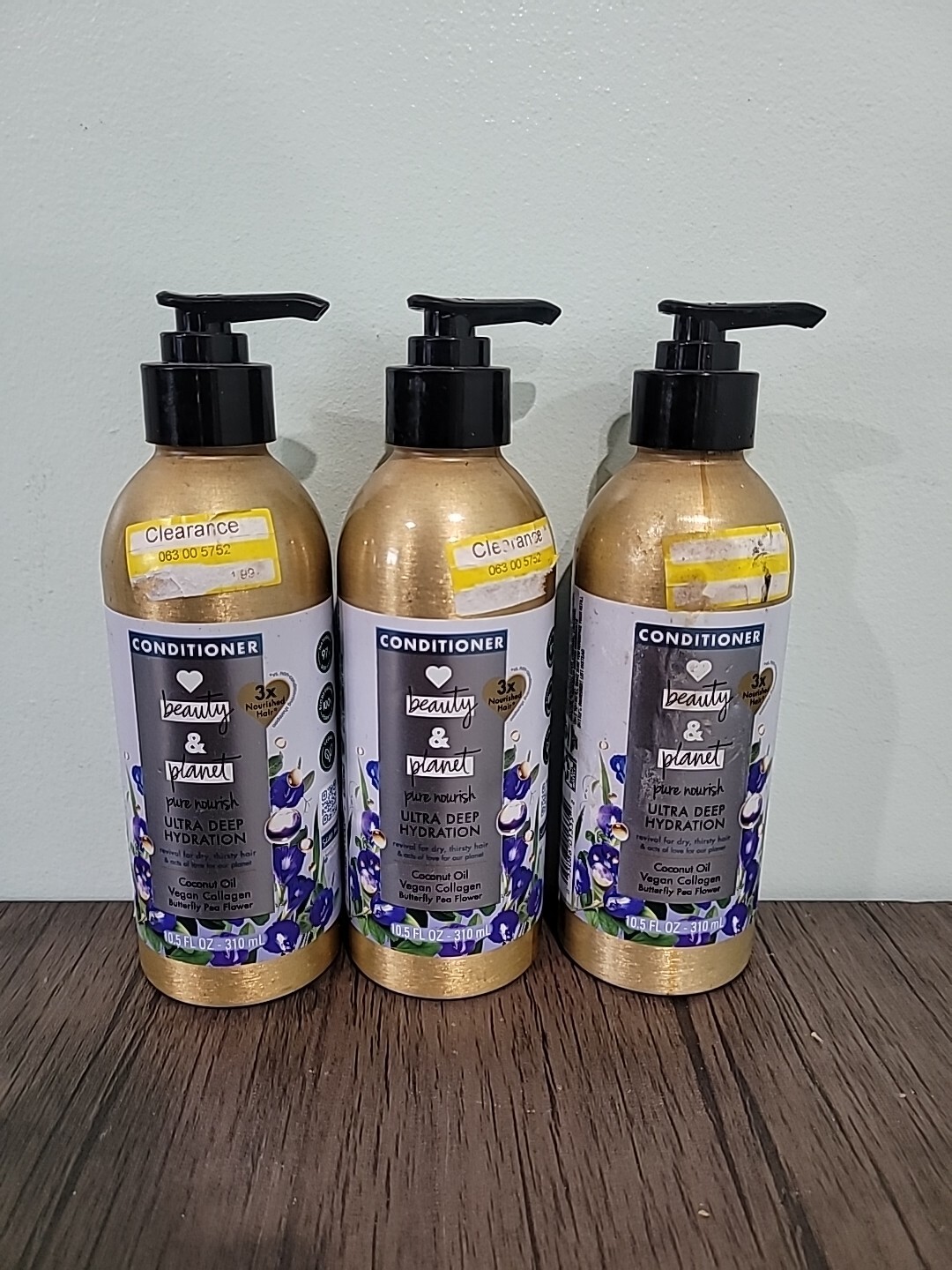 Acondicionador de hidratación profunda Love & Planet 3PK - Aceite de coco, guisante mariposa 10,5 OZ