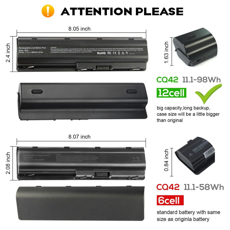 Cargador de batería de 6/9/12 celdas para HP MU06 MU09 REPUESTO 593554-001 593553-001 CQ42 Foto 4 de 4