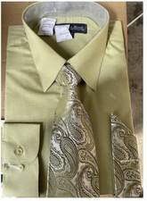 Men's Cotton Blend Dress Shirt with Tie and Handkerchief in 22 different colors