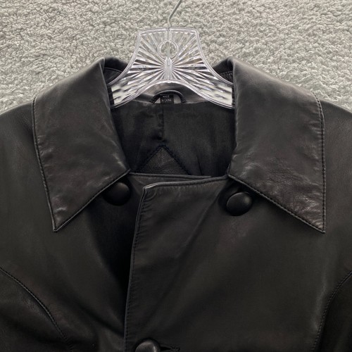 Michael Hoban North Beach Leather Jacket Womens 6 Black Long Sleeve Pea Coat - Picture 5 of 17