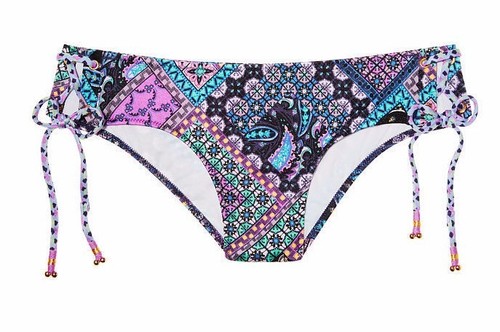 Victoria Secret LU Fabulous 34D Top Cool Patchwork Foulard Medium Laceup bikini  - Foto 6 di 12