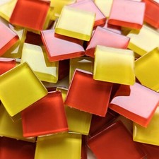 100 pcs Glass Mosaic Art Supply Red  Yellow Mixed