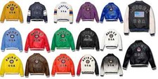 New Men's Avirex Real Leather Bomber American Flight Jacket Leather Icon Jacket