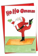 1 Funny Christmas Card with Envelope - Santa Yoga 1885