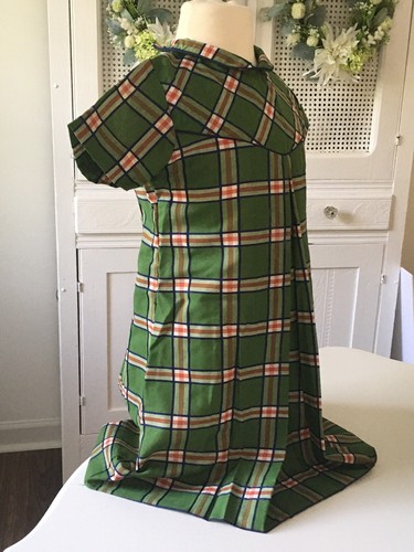 NOS Vintage 1960s MOD Avocado & Orange Plaid GIRLS Cotton Blend DRESS Pleated 8 - Picture 5 of 11