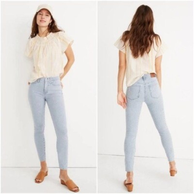 Madewell | 10'' High-Rise Skinny Crop Jeans in Piper Stripe Blue White Sz 27