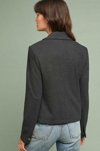 Anthropologie Crop Blazer Shrunken Jacket Womens 14 Gray Tailored Cartonnier - Picture 3 of 5
