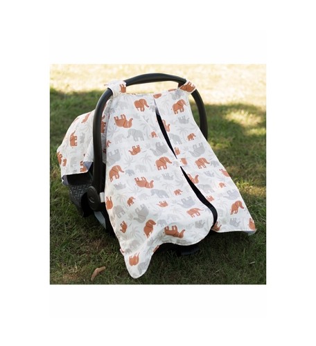 Gerber Baby Boy/Girl Lightweight Protective Car Seat Canopy Cover Ivory/Elephant - Imagen 2 de 6