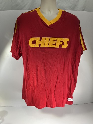 Kansas City Chiefs NFL AFC West Vintage Red Shirt Letters 2XL Mitchell Ness