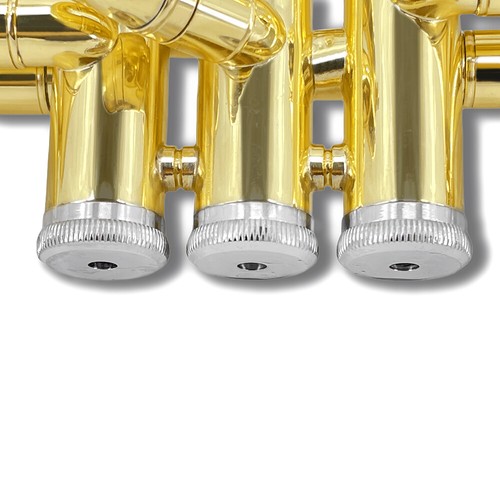 Bb Gold Trumpet with 7C Mouthpiece Hard Case Strap Perfect for Music Enthusiasts - Picture 9 of 11