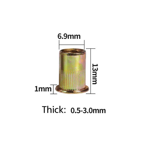 Rivnuts Nutserts Rivet Nuts Steel Flange Conical Knurled Nuts Metric M3 - M12 - Imagen 30 de 34