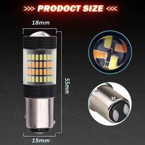 White/Amber 1157 LED DRL Switchback Turn Signal Parking Light Bulbs Dual Color - Picture 8 of 24