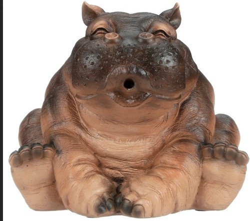 Cute Hippo Spitter Fountain Sculptural Piped Statue Garden Pond Water Feature - Picture 5 of 6