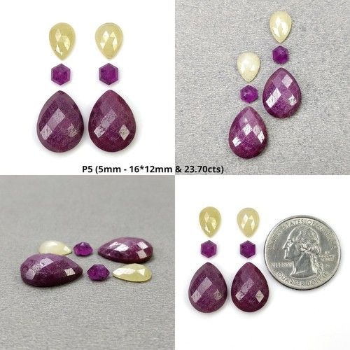 RUBÍ ROJO AMARILLO ZAFIRO rosa corte a cuadros pera forma hexagonal 6 piezas para joyería nosotros - Imagen 6 de 7