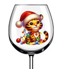 12x Christmas Tiger Cartoon Animal Vinyl Sticker Decal Tumbler Wine Glass Bottle