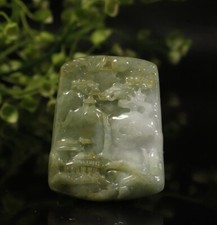 Certified Green 100 Natural A Jade Jadeite Pendant Landscape 1319