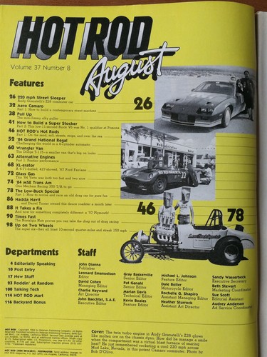 Hot Rod Magazine August 1984 - Pontiac Trans-Am - Andy Granatelli Camaro Z28 - Picture 2 of 2