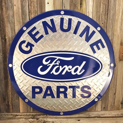 Ford Genuine Parts Diamond Plate Embossed Large 24" Metal Tin Sign Garage New - Picture 1 of 2