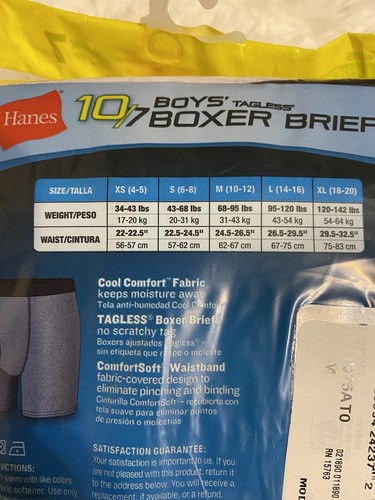 Hanes Boys' 10-Pack Boxer Briefs ComfortSoft Tagless, Cool Comfort Size M 10-12 - Imagen 4 de 7