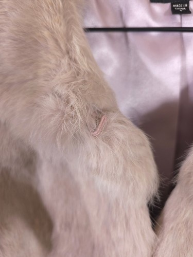 Bebe 100% Rabbit Fur Coat Crop Jacket Size S Pinkish Beige - Picture 8 of 15