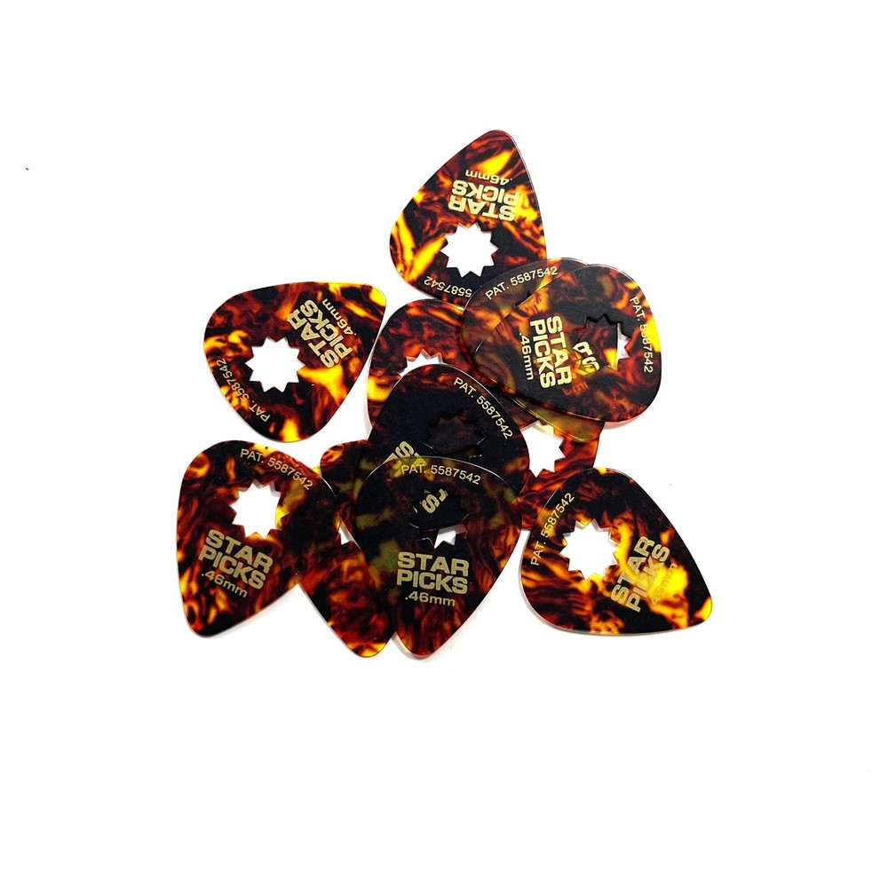 Everly Star Guitar Picks 12 Pack .46mm Light Classic Celluloid Shell Color