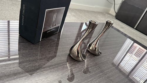 George Jensen Cobra Stainless Steel Candle Holder Set with LED Candles Rrp £150 - Picture 9 of 16