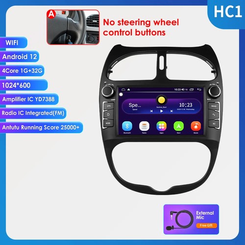 Autoradio 2din Android 12 mode pour PEUGEOT 206 206CC 206SW 2000-2008 Auto Multimédia