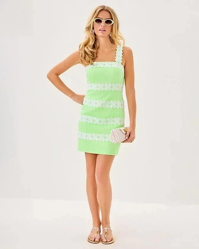 LILLY PULITZER DAVIS COOL MINT WHITE LACE TRIM SMOCK BACK MINI DRESS NWT 2 - Picture 10 of 10