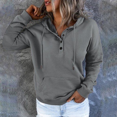 Damen-Sweatshirt Mit Kapuze Warmes Winteroberteil Pullover Bluse < - Bild 9 von 21