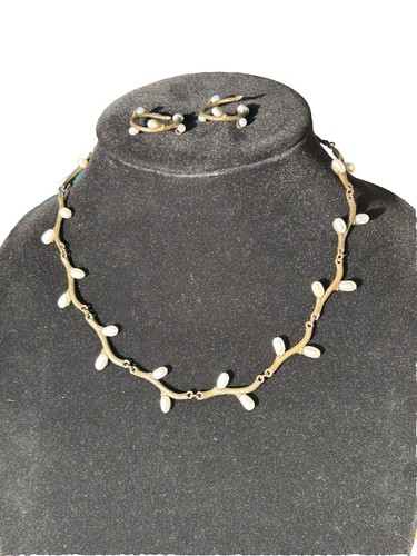 Bronze and Freshwater Pearl MICHAEL MICHAUD Pussy Willow Necklace/Earrings Set - Picture 10 of 14