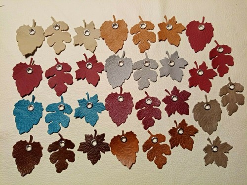 Handmade 30 Leather Die Cut Autumn Leaves Tags Craft Sewing Scrapbooking. - Picture 5 of 12
