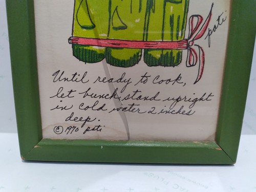 Vintage SOOVIA JANIS Inc. Art Print PATI 1970 ASPARAGUS Wood Framed Under Glass - Picture 2 of 20