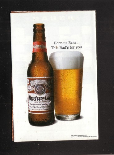Charlotte Hornets--1997-98 Pocket Schedule--Budweiser - Picture 2 of 2