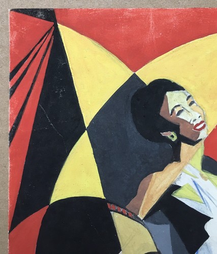 Gouache Originell Szene Porträt Sängerin Afro Konzert Musik Jazz Mcallister - Bild 3 von 8