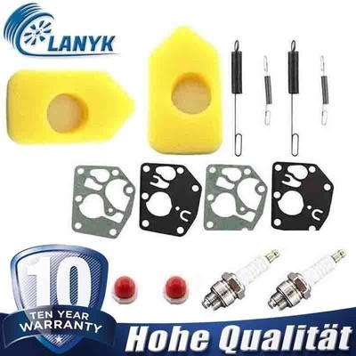 Zündkerze + Luftfilter + Membran-Set Für Briggs Stratton Motoren 3,5–4 PS – Passt Für Viele Modelle