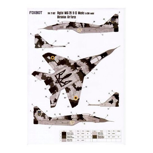 FOXBOT FM 72-002 Scale 1:72 Masks for digital camouflage of MiG-29 9-13 - Picture 6 of 24